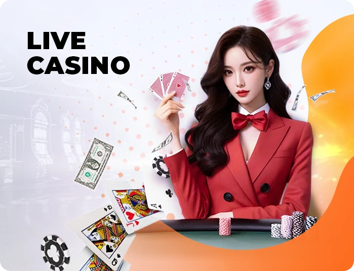TAB66 live casino dealer holding cards at the table